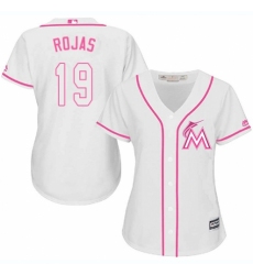 Women's Majestic Miami Marlins #19 Miguel Rojas Authentic White Fashion Cool Base MLB Jersey