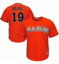 Youth Majestic Miami Marlins #19 Miguel Rojas Authentic Orange Alternate 1 Cool Base MLB Jersey