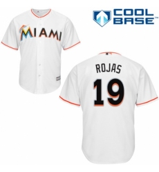 Youth Majestic Miami Marlins #19 Miguel Rojas Authentic White Home Cool Base MLB Jersey