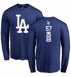 MLB Nike Los Angeles Dodgers #57 Alex Wood Royal Blue Backer Long Sleeve T-Shirt