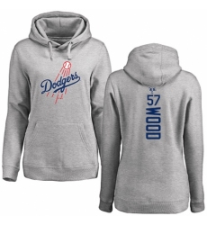 MLB Women's Nike Los Angeles Dodgers #57 Alex Wood Ash Backer Pullover Hoodie