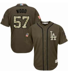 Men's Majestic Los Angeles Dodgers #57 Alex Wood Authentic Green Salute to Service MLB Jersey