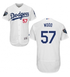 Men's Majestic Los Angeles Dodgers #57 Alex Wood White Home Flex Base Authentic Collection 2018 World Series MLB Jersey