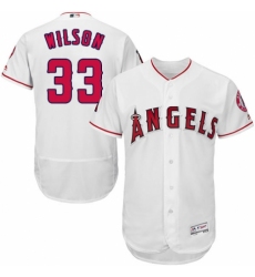 Men's Majestic Los Angeles Angels of Anaheim #33 CJ Wilson White Home Flex Base Authentic Collection MLB Jersey