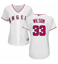 Women's Majestic Los Angeles Angels of Anaheim #33 CJ Wilson Replica White Home Cool Base MLB Jersey