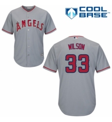 Youth Majestic Los Angeles Angels of Anaheim #33 CJ Wilson Authentic Grey Road Cool Base MLB Jersey
