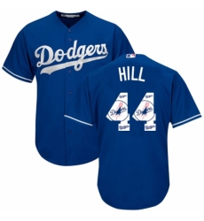 Men's Majestic Los Angeles Dodgers #44 Rich Hill Authentic Royal Blue Team Logo Fashion Cool Base MLB Jersey