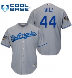 Youth Majestic Los Angeles Dodgers #44 Rich Hill Authentic Grey Road Cool Base 2018 World Series MLB Jersey