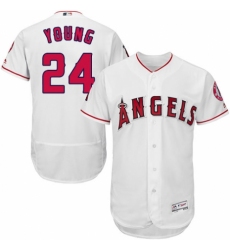 Men's Majestic Los Angeles Angels of Anaheim #24 Chris Young White Home Flex Base Authentic Collection MLB Jersey
