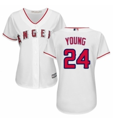 Women's Majestic Los Angeles Angels of Anaheim #24 Chris Young Replica White Home Cool Base MLB Jersey