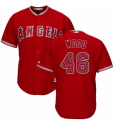 Men's Majestic Los Angeles Angels of Anaheim #46 Blake Wood Authentic Red Team Logo Fashion Cool Base MLB Jersey