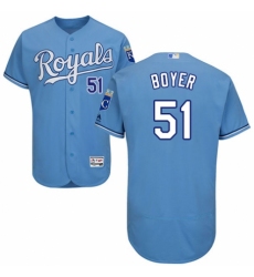 Men's Majestic Kansas City Royals #51 Blaine Boyer Light Blue Alternate Flex Base Authentic Collection MLB Jersey