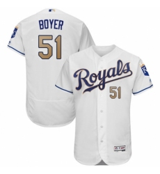 Men's Majestic Kansas City Royals #51 Blaine Boyer White Flexbase Authentic Collection MLB Jersey