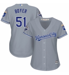 Women's Majestic Kansas City Royals #51 Blaine Boyer Authentic Grey Road Cool Base MLB Jersey
