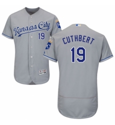 Men's Majestic Kansas City Royals #19 Cheslor Cuthbert Grey Road Flex Base Authentic Collection MLB Jersey