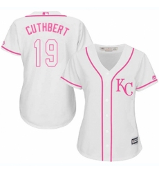 Women's Majestic Kansas City Royals #19 Cheslor Cuthbert Replica White Fashion Cool Base MLB Jersey