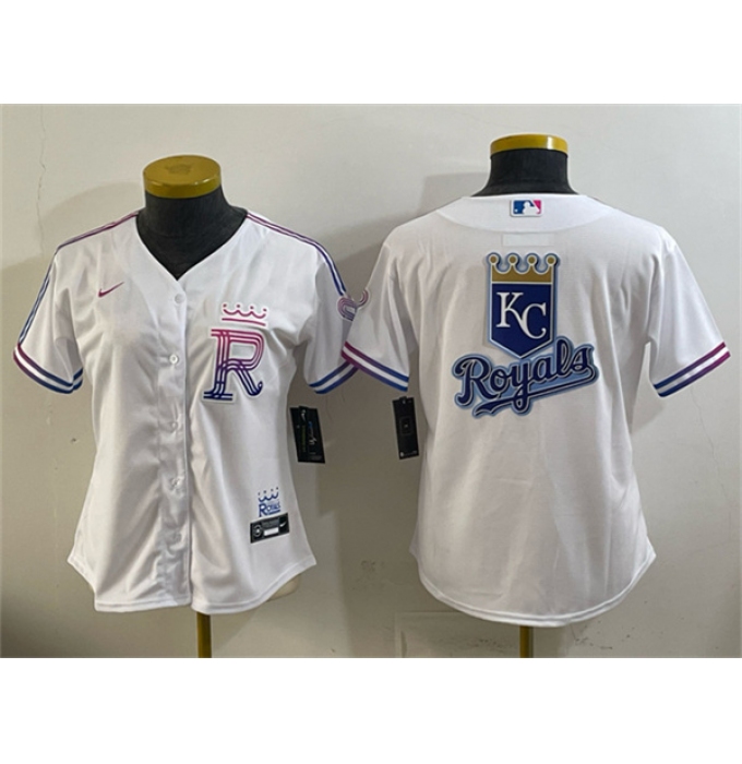 Youth Kansas City Royals Team Big Logo White 2026 City Connect Stadium Stitched Baseball Jerseys