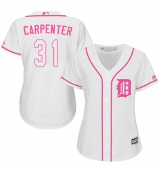 Women's Majestic Detroit Tigers #31 Ryan Carpenter Authentic White Fashion Cool Base MLB Jersey