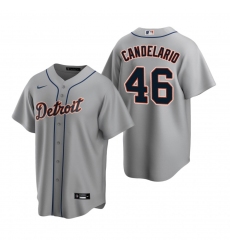 Men's Nike Detroit Tigers #46 Jeimer Candelario Gray Road Stitched Baseball Jersey