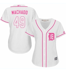 Women's Majestic Detroit Tigers #49 Dixon Machado Replica White Fashion Cool Base MLB Jersey