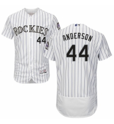 Men's Majestic Colorado Rockies #44 Tyler Anderson White Home Flex Base Authentic Collection MLB Jersey
