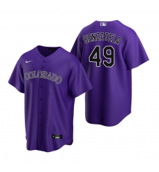 Men's Nike Colorado Rockies #49 Antonio Senzatela Purple Alternate Stitched Baseball Jersey