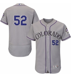 Men's Majestic Colorado Rockies #52 Chris Rusin Grey Road Flex Base Authentic Collection MLB Jersey
