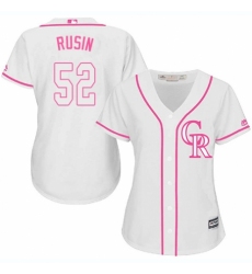 Women's Majestic Colorado Rockies #52 Chris Rusin Authentic White Fashion Cool Base MLB Jersey