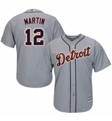 Youth Majestic Detroit Tigers #12 Leonys Martin Replica Grey Road Cool Base MLB Jersey