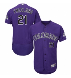 Men's Majestic Colorado Rockies #21 Kyle Freeland Purple Alternate Flex Base Authentic Collection MLB Jersey