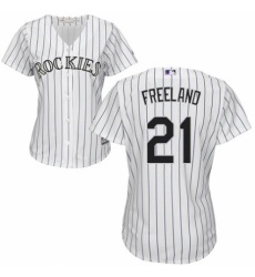 Women's Majestic Colorado Rockies #21 Kyle Freeland Replica White Home Cool Base MLB Jersey