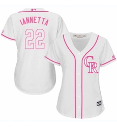 Women's Majestic Colorado Rockies #22 Chris Iannetta Authentic White Fashion Cool Base MLB Jersey
