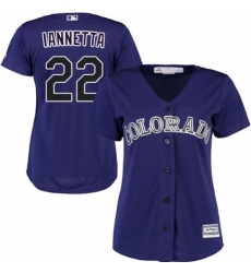 Women's Majestic Colorado Rockies #22 Chris Iannetta Replica Purple Alternate 1 Cool Base MLB Jersey