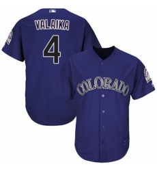 Youth Majestic Colorado Rockies #4 Pat Valaika Replica Purple Alternate 1 Cool Base MLB Jersey