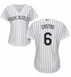 Women's Majestic Colorado Rockies #6 Daniel Castro Replica White Home Cool Base MLB Jersey