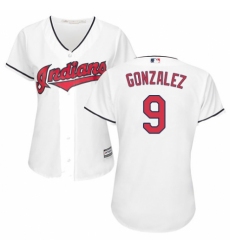 Women's Majestic Cleveland Indians #9 Erik Gonzalez Replica White Home Cool Base MLB Jersey