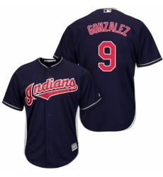 Youth Majestic Cleveland Indians #9 Erik Gonzalez Replica Navy Blue Alternate 1 Cool Base MLB Jersey