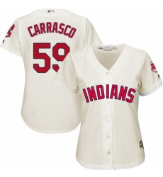 Women's Majestic Cleveland Indians #59 Carlos Carrasco Replica Cream Alternate 2 Cool Base MLB Jersey