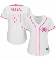 Women's Majestic Cincinnati Reds #41 Tom Seaver Replica White Fashion Cool Base MLB Jersey