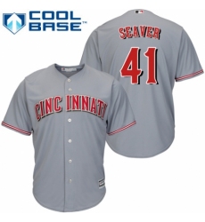 Youth Majestic Cincinnati Reds #41 Tom Seaver Replica Grey Road Cool Base MLB Jersey