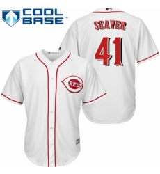 Youth Majestic Cincinnati Reds #41 Tom Seaver Replica White Home Cool Base MLB Jersey