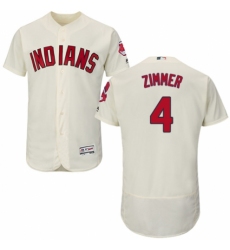 Men's Majestic Cleveland Indians #4 Bradley Zimmer Cream Alternate Flex Base Authentic Collection MLB Jersey
