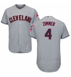 Men's Majestic Cleveland Indians #4 Bradley Zimmer Grey Road Flex Base Authentic Collection MLB Jersey