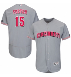 Men's Majestic Cincinnati Reds #15 George Foster Grey Road Flex Base Authentic Collection MLB Jersey