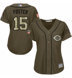 Women's Majestic Cincinnati Reds #15 George Foster Authentic Green Salute to Service MLB Jersey
