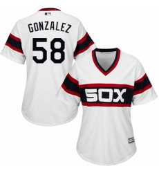Women's Majestic Chicago White Sox #58 Miguel Gonzalez Replica White 2013 Alternate Home Cool Base MLB Jersey