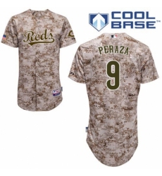 Men's Majestic Cincinnati Reds #9 Jose Peraza Authentic Camo Alternate Cool Base MLB Jersey