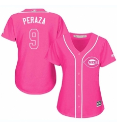 Women's Majestic Cincinnati Reds #9 Jose Peraza Replica Pink Fashion Cool Base MLB Jersey