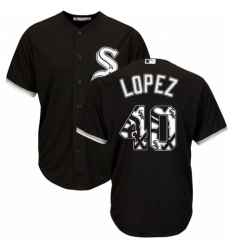 Men's Majestic Chicago White Sox #40 Reynaldo Lopez Authentic Black Team Logo Fashion Cool Base MLB Jersey