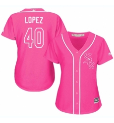 Women's Majestic Chicago White Sox #40 Reynaldo Lopez Authentic Pink Fashion Cool Base MLB Jersey